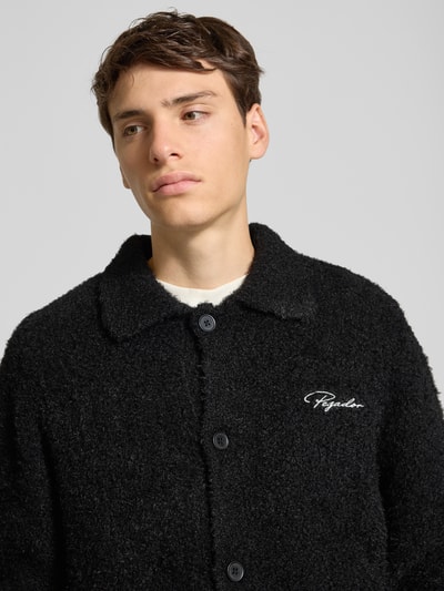 Pegador Cardigan van effectgaren met labelstitching Zwart - 3