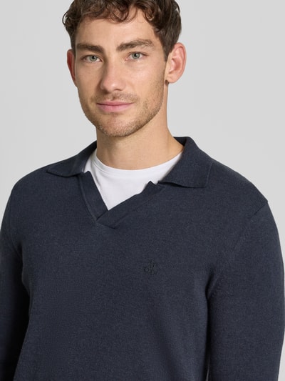 Marc O'Polo Regular Fit Strickpullover aus Baumwoll-Schurwoll-Mix Marine 3