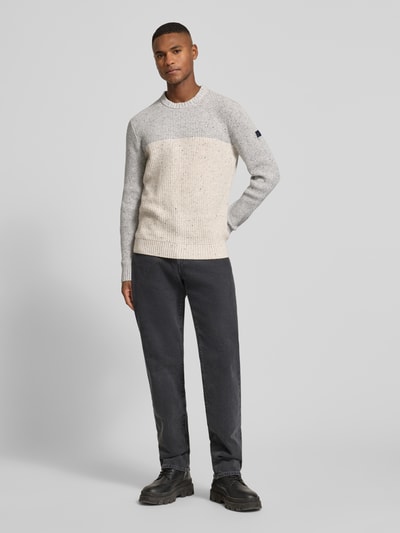 Tom Tailor Regular fit gebreide pullover van katoenmix  Offwhite gemêleerd - 1