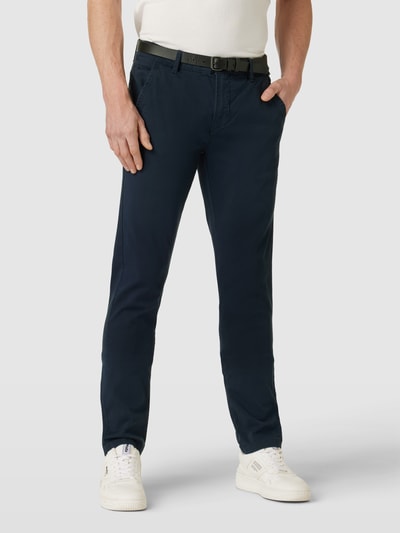 Lindbergh Regular Fit Chino mit Gürtel Marine 4