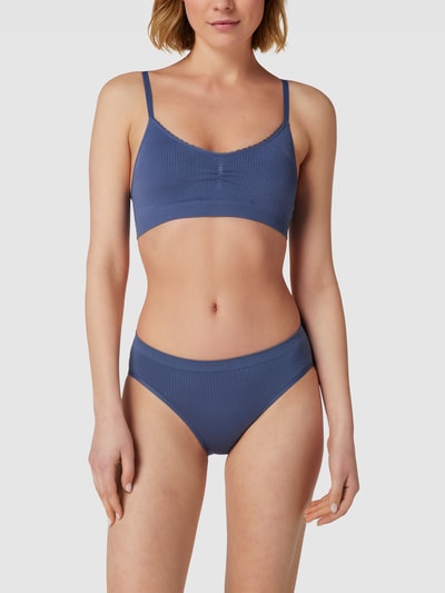 Schiesser Bralette in Ripp-Optik Rauchblau 1