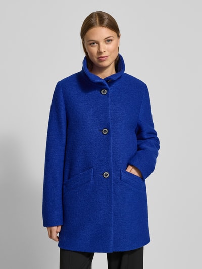 Amber & June Lange jas met opstaande kraag en steekzakken Koningsblauw - 4