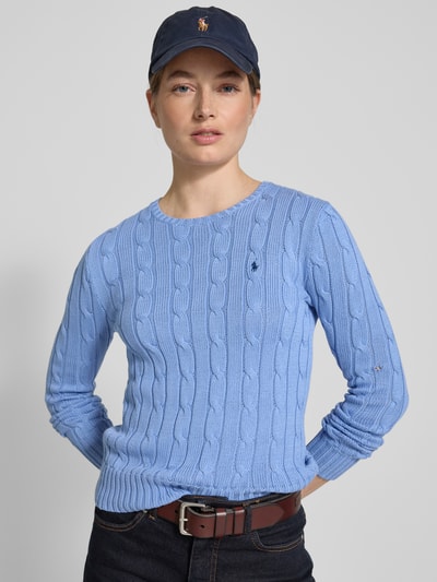 Polo Ralph Lauren Strickpullover mit Label-Stitching Modell 'JULIANNA' Hellblau 3