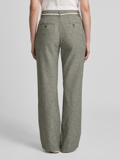 Christian Berg Woman Stoffhose aus Leinen-Mix mit Bindegürtel Khaki Melange 5