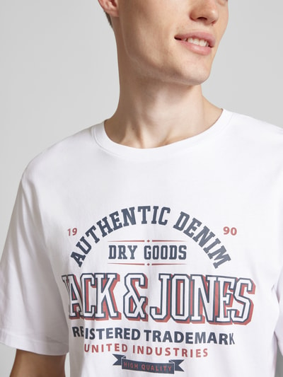 Jack & Jones T-shirt met labelprint, model 'ELOGO' Wit - 3