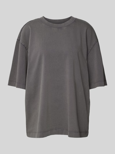 Jake*s Casual Oversized T-Shirt mit geripptem Rundhalsausschnitt Dunkelgrau 2