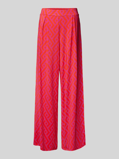 Milano Italy Wide leg stoffen broek met bandplooien Felroze - 2