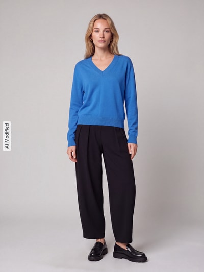 Jake*s Casual Pullover mit V-Ausschnitt Royal 1