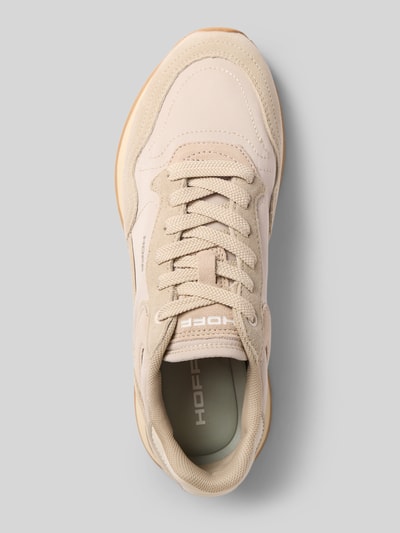 Produktfoto, Sneaker aus Leder-Mix mit Logo-Detail Modell 'City' von HOFF in Beige, abgerundete Passform, Schnürverschluss, leicht profilierte Sohle, strukturierte Textur, Damen Sneaker, Kontext: Absatzhöhe 2 cm, Schafthöhe 9 cm, Schaftweite 8 cm