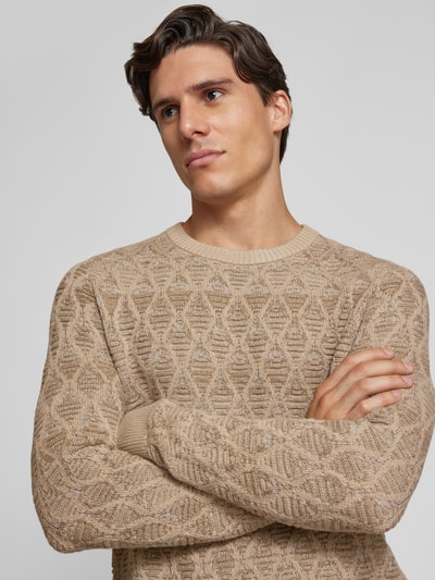 Jack & Jones Premium Sweter z dzianiny z prążkowanymi wykończeniami model ‘EDDIE’ Złamany biały 3