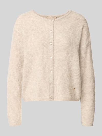 Produktfoto, Strickjacke aus Alpaka mit Knopfdetail von MOS MOSH in Unifarbe, strukturierte Strickoptik, cropped, Regular Fit, langarm