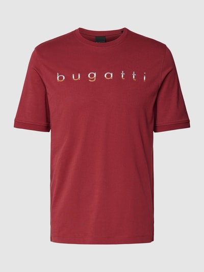 bugatti T-Shirt mit Label-Print Bordeaux 2