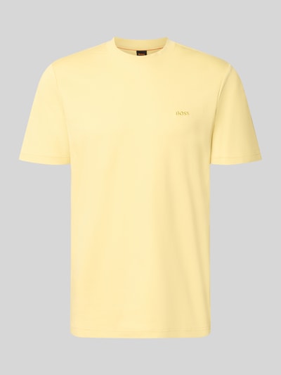 Produktfoto, Regular Fit T-Shirt aus reiner Baumwolle Modell 'Te_interlock' von BOSS Orange in hellem Gelbton, glatte Struktur, Herren T-Shirt