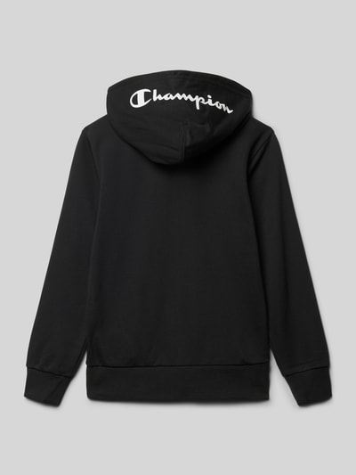 Produktfoto, Regular Fit Sweatjacke mit Logo-Stitching van CHAMPION, katoenmix, capuchon, rits, kangoeroezak, elastische boorden, zwart