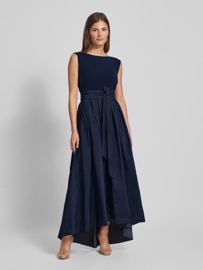 Christian Berg Cocktail Abendkleid mit Bindegürtel Marine Melange 4