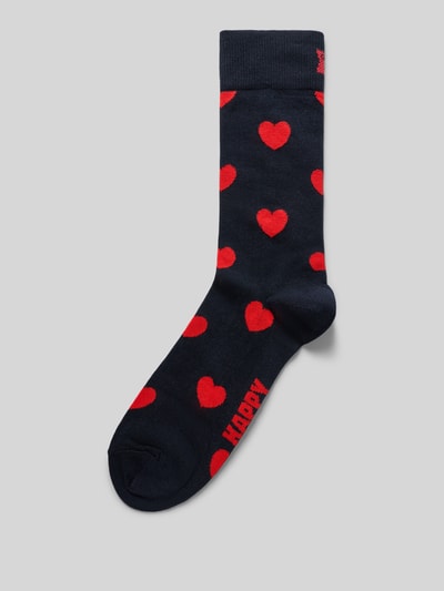 Produktfoto, Socken mit Allover-Motiv-Print von Happy Socks, mieszanka bawełny, prążkowane ściągacze, nadruk z motywem na całej powierzchni, detal z logo