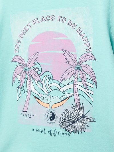 s.Oliver RED LABEL Ausgestelltes T-Shirt mit Glitzerprint Aqua 2