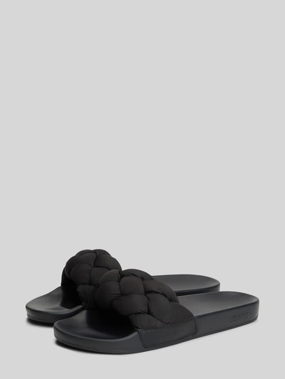 Produktfoto, Badesandale mit geflochtenem Riemen von Tommy Hilfiger für Damen, Optik: Unifarben, Flecht-Details, schwarze glatte Textur