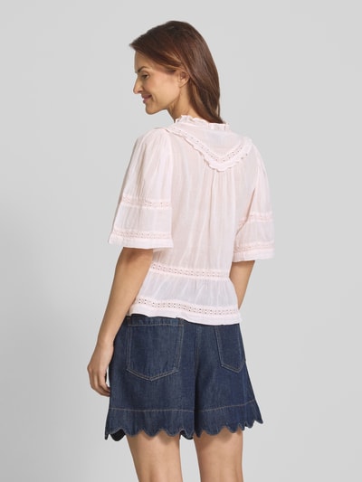 Neo Noir Regular fit blouse met gehaakt kant, model 'Evienne' Felroze - 5