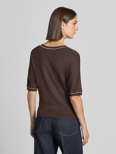 COMMA Regular fit pullover van viscosemix in tricotlook Donkerbruin - 5