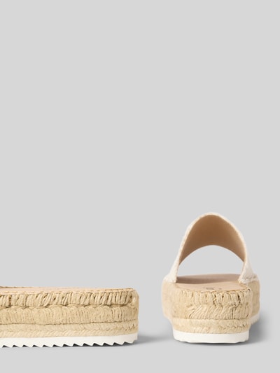 Produktfoto, Slides mit Plateausohle Modell 'PLAGE VALERIE' von Espadrij mit naturfarbener Struktur-Muster Plateausohle, profilierte Sohle, Schaftweite 6 cm, Absatzhöhe 4 cm, Espadrilles-Look.
