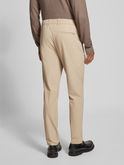 BOSS Tapered fit broek met riemlussen, model 'Genius' Beige - 5