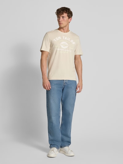 Tom Tailor Regular Fit T-Shirt aus reiner Baumwolle Sand 1