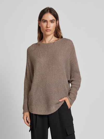 Fransa Gebreide pullover met ronde hals, model 'Eretta' Taupe - 4