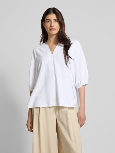 FREE/QUENT Relaxed fit linnen blouse met tuniekkraag, model 'Lava' Offwhite - 4