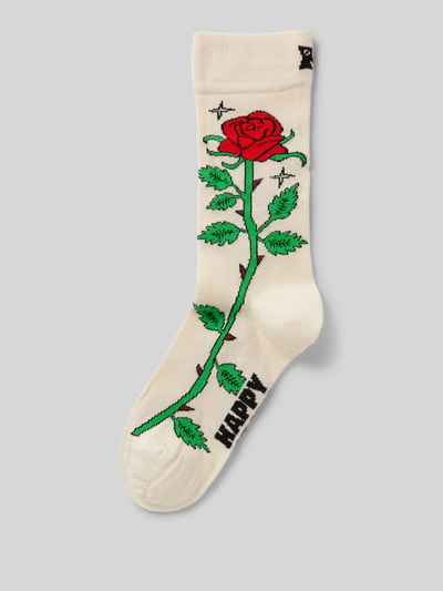 Happy Socks Socken mit Motiv-Print Modell 'Rose' Offwhite 1