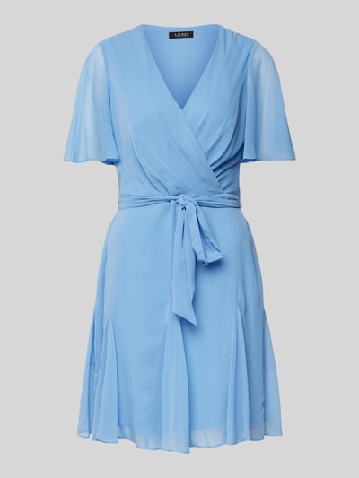 Lauren Ralph Lauren Knielange wikkeljurk in chiffon, model 'WANDELLA' Hemelsblauw - 2
