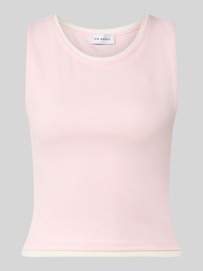 Produktfoto, hellrosa Damen Tanktop in Layering-Optik Modell 'Eden' von OH APRIL, Rundhalsausschnitt, Slim Fit, glatte Textur