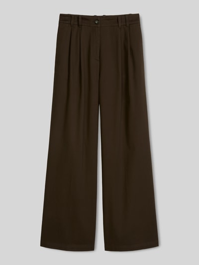 Marc O'Polo Wide Leg Hose aus Baumwoll-Mix mit Bundfalten Mittelbraun 2
