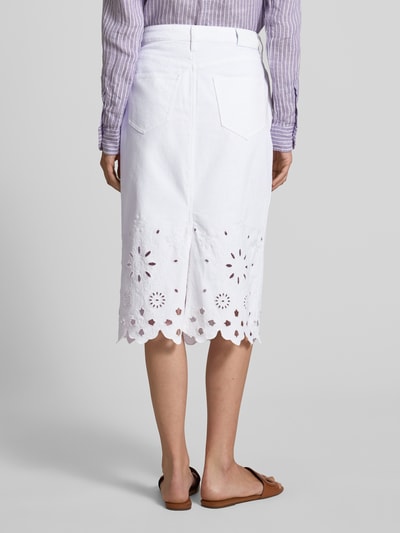 Lauren Ralph Lauren Jeansrock mit Lochstickerei Modell 'DANIELA' Offwhite 5