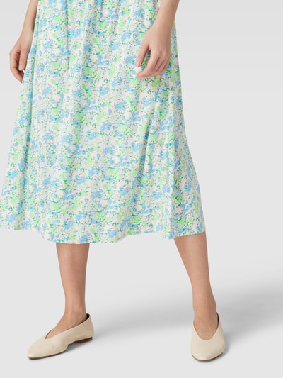 Soft Rebels Midirok met all-over bloemenmotief, model 'Ayla' Bleu - 3