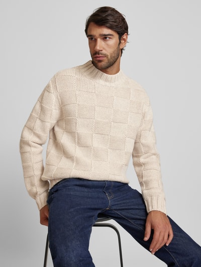 GABBA Wollen pullover met opstaande kraag, model 'LIVIO' Offwhite - 3