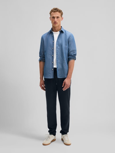 Marc O'Polo Regular Fit Freizeithemd aus Baumwolle-Leinen-Mix Blau 1
