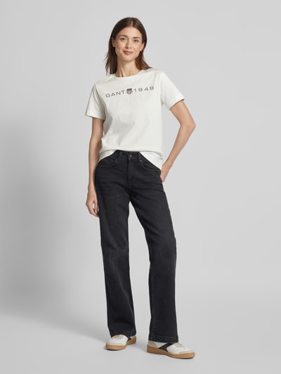 Gant T-Shirt mit Label-Print Offwhite 1