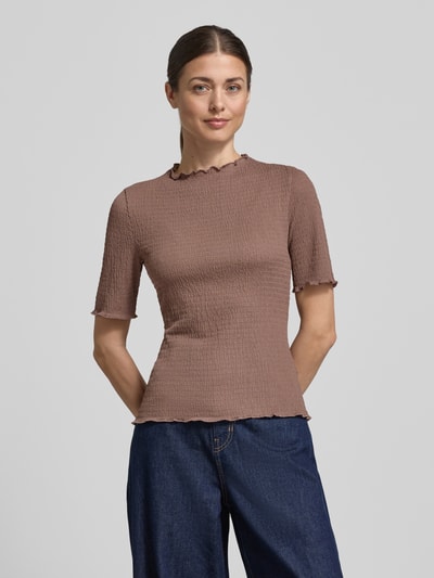 Tom Tailor Denim Slim Fit T-Shirt mit Stehkragen Taupe 4