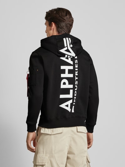 Alpha Industries Bluza rozpinana z detalami z logo Czarny 5