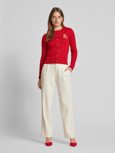 Lauren Ralph Lauren Strickcardigan mit Zopfmuster Modell 'RALHAN' Rot 1