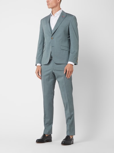 ATELIER TORINO Slim fit 2-knoops colbert van scheerwolmix, model 'Tancredo' Groen - 1