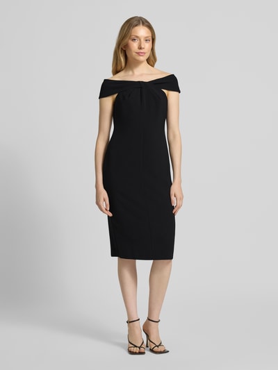 Lauren Ralph Lauren Knielange cocktailjurk met knoopdetail, model 'TAKOTA' Zwart - 4