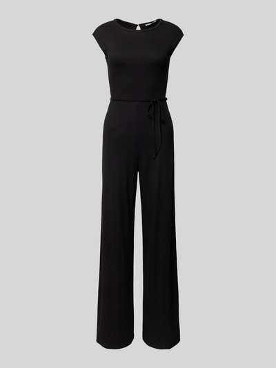 EDITED Jumpsuit mit Rundhalsausschnitt und Bindegürtel Black 2