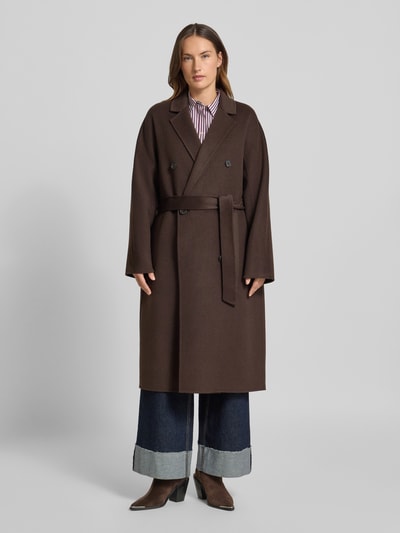 Marc O'Polo Relaxed Fit Mantel aus Woll-Mix Dunkelbraun 4