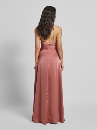 Luxuar Sukienka wieczorowa z satyny z wycięciem Brudnoróżowy 5