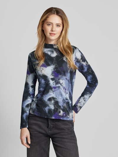 Tom Tailor Shaped fit shirt met lange mouwen van viscosemix met abstract motief Paars - 4