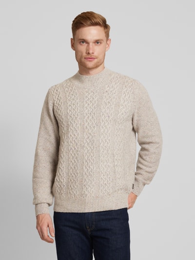 Fynch-Hatton Wollpullover mit Zopfmuster und Alpaka-Anteil Offwhite 4