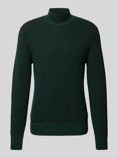 BOSS Strickpullover mit gerippten Abschlüssen Gruen 2