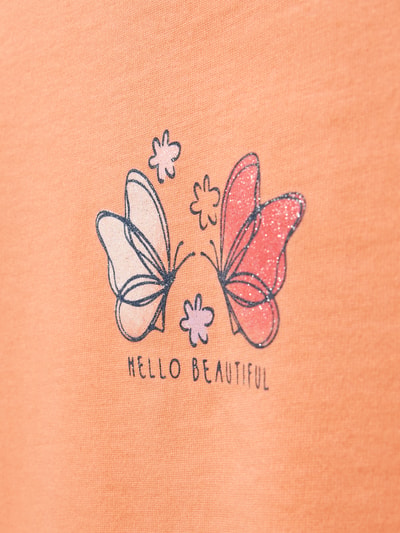 Produktfoto, Regular Fit T-Shirt aus reiner Baumwolle von s.Oliver RED LABEL in Apricot, Motiv-Print mit Schmetterlingen, Jersey, unifarben